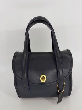 Vintage Coach 9088 Belmont Leather Satchel Bag In Navy